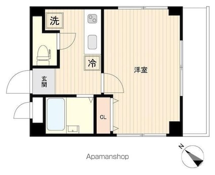 千葉県市川市福栄１丁目[1K/22.96m2]の間取図