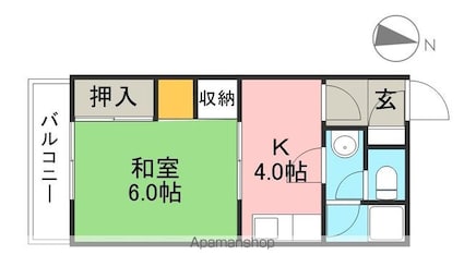 サンハイツⅡ[1K/20m2]の間取図