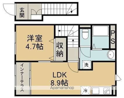 ルミエール　レスポワール[1LDK/42.34m2]の間取図