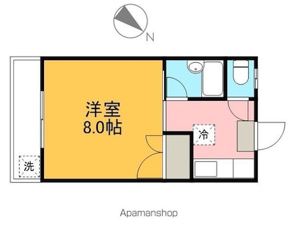 尾形ハイツＣ棟[1K/23.18m2]の間取図