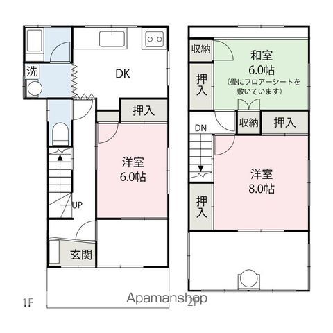 高崎線 本庄駅 徒歩12分 2階建 築54年の間取り写真