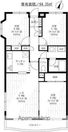 ＧＲＡＮＤ砧公園[3LDK/64.35m2]の間取図