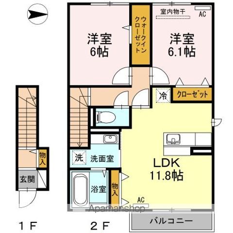 糟屋郡粕屋町大字大隈のアパートの間取り