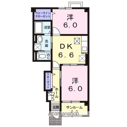 クレストール　Ｂ[2DK/50.22m2]の間取図
