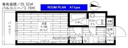 ステージグランデ西調布アジールコート[1K/25.52m2]の間取図