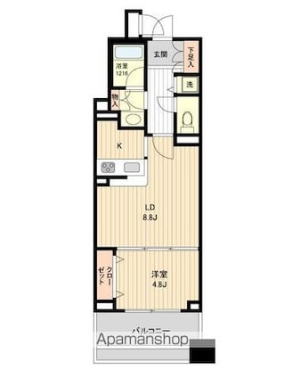 ＨＦ銀座レジデンスＥＡＳＴ[1LDK/40.35m2]の間取図