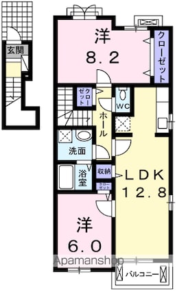 フラットウェルエムズ[2LDK/64.51m2]の間取図
