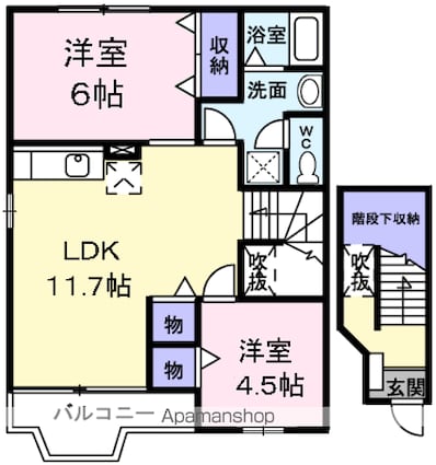 東京都あきる野市高尾[2LDK/58.12m2]の間取図