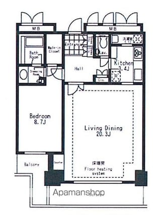 河田町ガーデン　クラブフロア[1LDK/73.15m2]の間取図