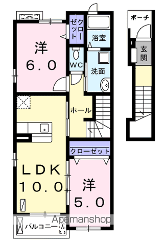 名古屋臨海高速鉄道 荒子駅 徒歩14分 2階建 築12年の間取り写真