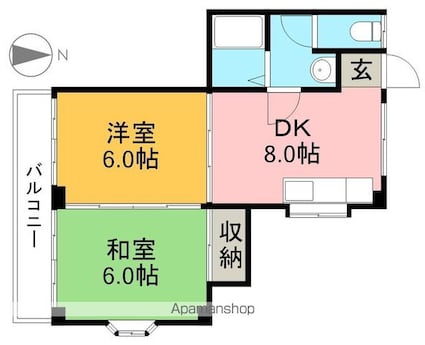 マンション第一五台山[2DK/42.42m2]の間取図