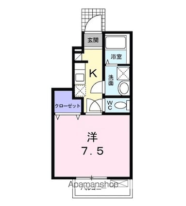 メゾンフドー[1K/25.21m2]の間取図
