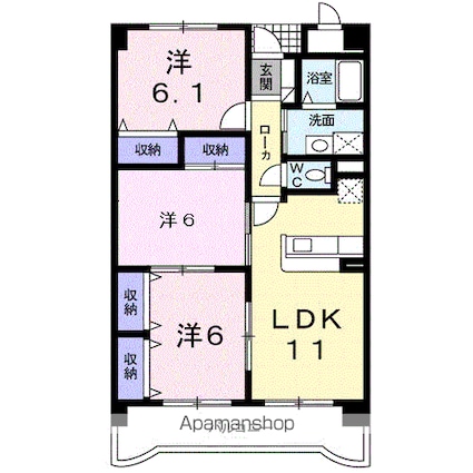 ヴィラ・クラッセ　広[3LDK/66.15m2]の間取図