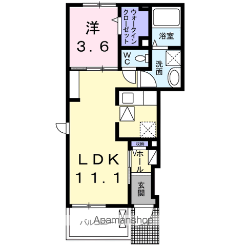 プレストーラⅡ[1LDK/37.81m2]の間取図