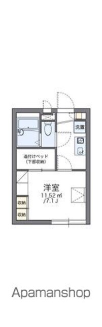 レオパレスモンピーヌ[1K/19.87m2]の間取図