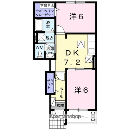 アダージョＢ[2DK/46.83m2]の間取図