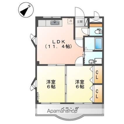 アレキサンドリア[2LDK/51.66m2]の間取図