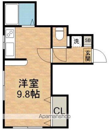 松本ハイツ[1R/24.3m2]の間取図