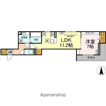 セレスティア開成　Ａ棟[1LDK/46.28m2]の間取図