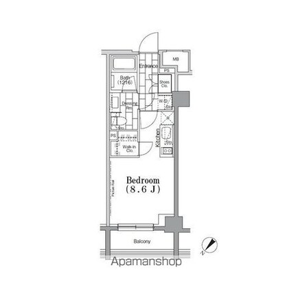 ＯＮＥ　ＲＯＯＦ　ＦＬＡＴ　ＴＳＵＫＩＳＨＩＭＡ[1R/25m2]の間取図