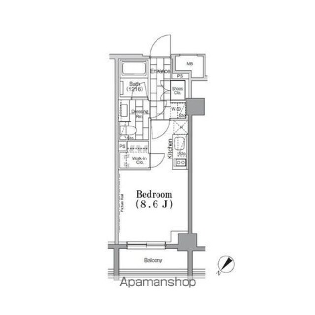 ＯＮＥ　ＲＯＯＦ　ＦＬＡＴ　ＴＳＵＫＩＳＨＩＭＡ[1R/25m2]の間取図