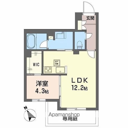 ペルル段原南[1LDK/43.51m2]の間取図
