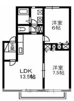 メゾン・カンパーニュＡ[2LDK/57.13m2]の間取図