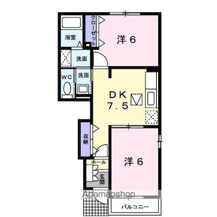 香川県高松市西山崎町[2DK/44.82m2]の間取図