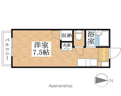 エバーグリーン[1R/20m2]の間取図