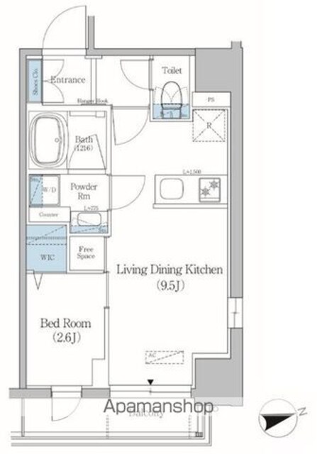 アーバネックス北上野[1SLDK/31.02m2]の間取図