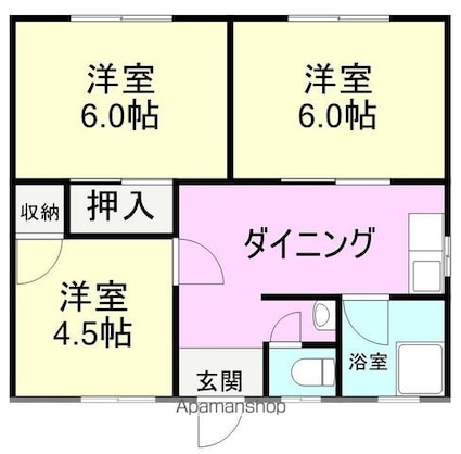 カーサインフィニティ[3DK/52m2]の間取図