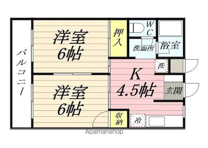 ファミール木ノ下[2K/39.7m2]の間取図