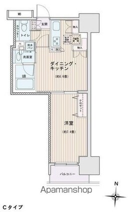 エスティメゾン錦糸町Ⅱ[1DK/40m2]の間取図
