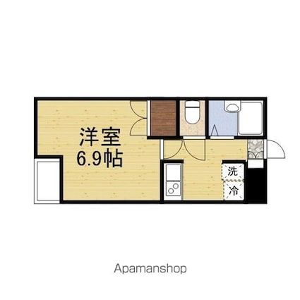 サードベルハイツ[1K/21.25m2]の間取図