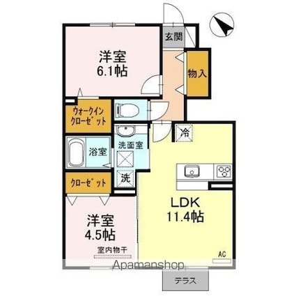 コンフォルタ　Ａ棟[2LDK/54.02m2]の間取図