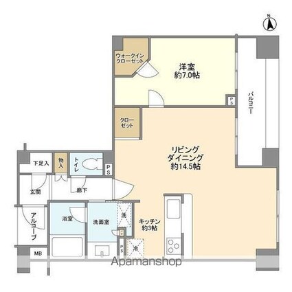 パルテール恵比寿[1LDK/56.86m2]の間取図