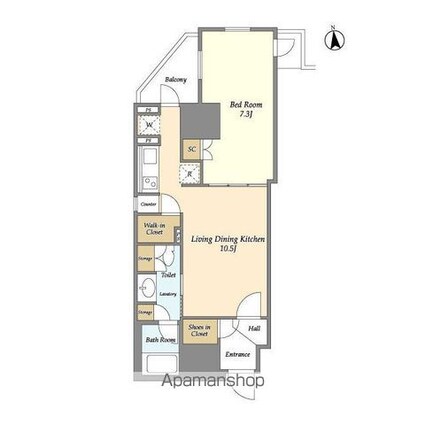 ライトテラス秋葉原[1LDK/43.52m2]の間取図