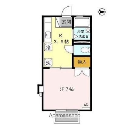 ルミエール関谷[1K/26.41m2]の間取図