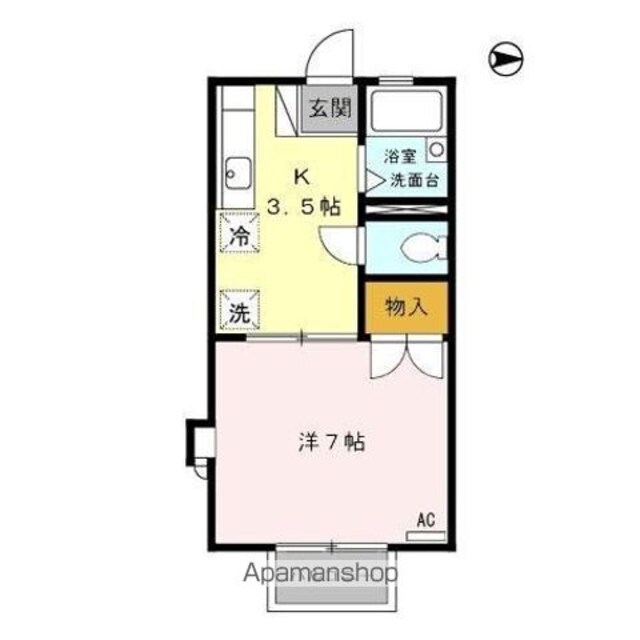 ルミエール関谷[1K/26.41m2]の間取図