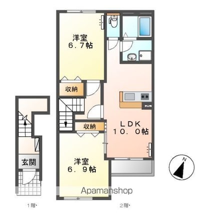 シェルローザ[2LDK/56.2m2]の間取図