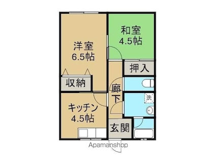 溝口アパート[2K/38.3m2]の間取図