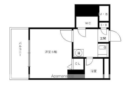 福岡県福岡市中央区高砂２丁目[1K/19.4m2]の間取図