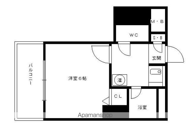 福岡県福岡市中央区高砂２丁目[1K/19.4m2]の間取図