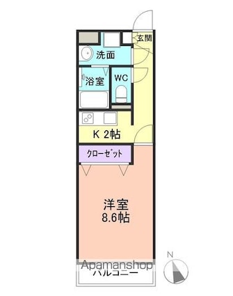 グランメール和歌浦[1K/33m2]の間取図