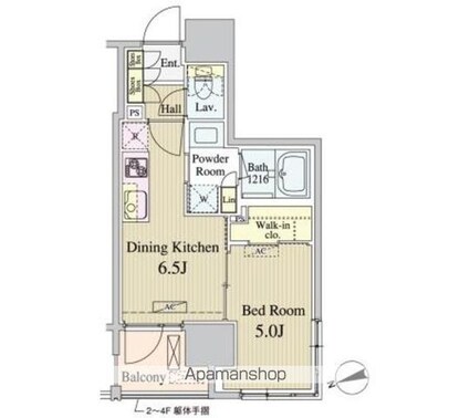 パークナードフィット新富町[1DK/30.66m2]の間取図