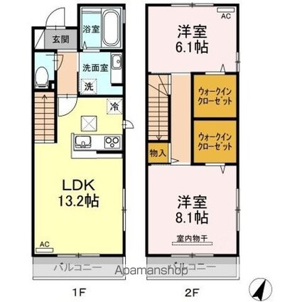レガーロＩＶ　Ａ棟[2LDK/72.29m2]の間取図