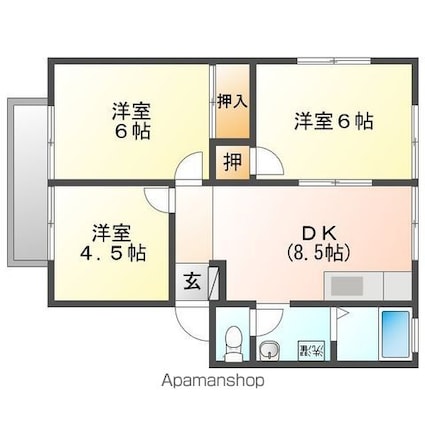 アーバン花畑Ａ号館[3DK/50.17m2]の間取図