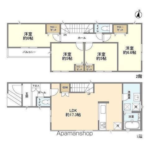 埼京線 南与野駅 徒歩39分 2階建 築3年の間取り写真