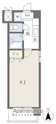 ソレジオ喜与町[1K/25.36m2]の間取図