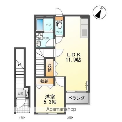 Ｌａーｒｅｃｏｌｔｅ（ラ・レコルト）[1LDK/42.46m2]の間取図